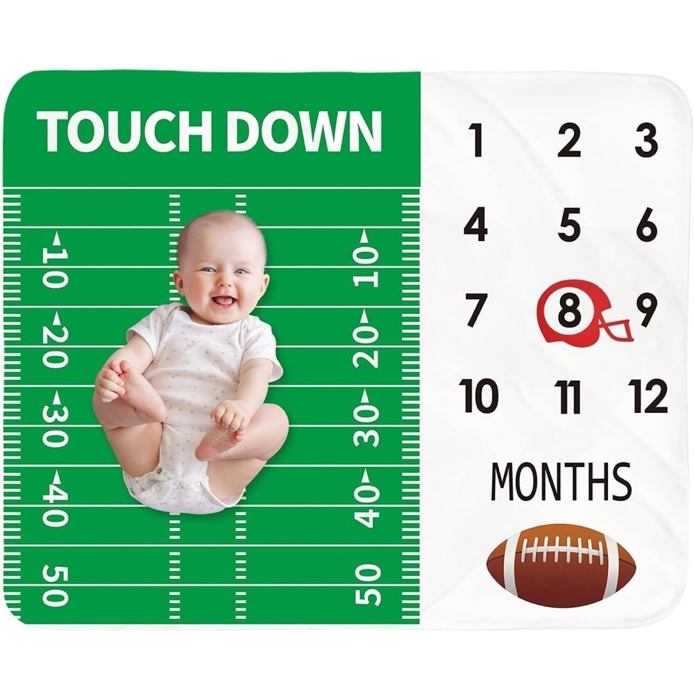 Baby Football Milestone Blanket Touchdown Monthly Growth Photo Prop 51x40